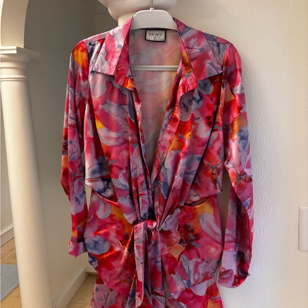 RNWY Pink Floral Long Sleeve Dress
